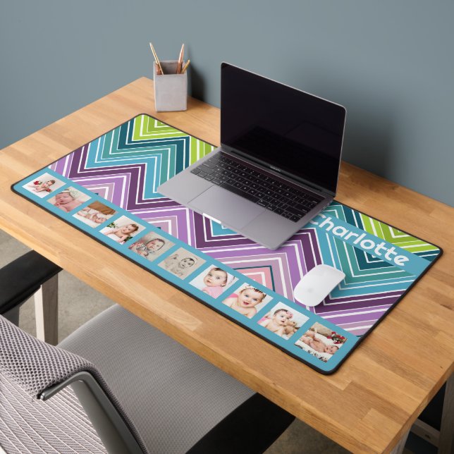 10 Photo Colourful ZigZag Personalized  Desk Mat (Office 2)