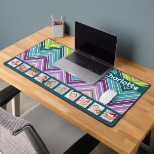 10 Photo Colourful ZigZag Personalized  Desk Mat
