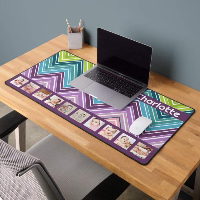 10 Photo Colourful ZigZag Personalized  Desk Mat (Office 2)