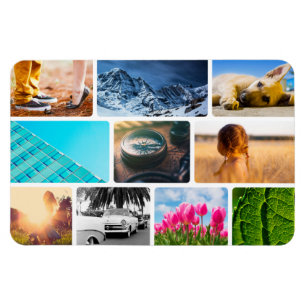 10 Photo Fridge Magnet Modèle Collage blanc