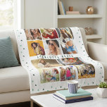 10 Photo Modern Green Romantic Love Heats Name Fleece Blanket<br><div class="desc">10 Photo Modern Green Romantic Love Heats Name Fleece Blanket features ten of your favourite pictures for an easy and quick DIY add your own photo collage. Personalize with your name and surrounded with a cute green love heart pattern. Makes a perfect gift for Christmas, birthdays, Mother's Day, sisters, best...</div>