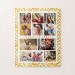 10 Photo Modern Stylish Watercolor Leaves Name Jigsaw Puzzle<br><div class="desc">10 Photo Modern Stylish Watercolor Leaves Name Jigsaw Puzzle features ten of your favourite pictures for an easy and quick DIY add your own photo collage. Personalize with your name and surrounded with a simple pattern of watercolor fall leaves. Makes a perfect gift for Christmas, birthdays, Mother's Day, sisters, best...</div>