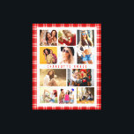 10 Photo Modern Trendy Red Plaid Stylish Name Canvas Print<br><div class="desc">10 Photo Modern Trendy Red Plaid Stylish Name Canvas Print Wall Art features ten of your favourite pictures for an easy and quick DIY add your own photo collage. Personalize with your name and surrounded with a red plaid pattern. Makes a perfect gift for Christmas, birthdays, Mother's Day, sisters, best...</div>