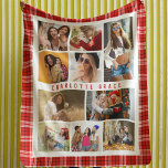 10 Photo Modern Trendy Red Plaid Stylish Name Fleece Blanket<br><div class="desc">10 Photo Modern Trendy Red Plaid Stylish Name Name Fleece Blanket features ten of your favourite pictures for an easy and quick DIY add your own photo collage. Personalize with your name and surrounded with a red plaid pattern. Makes a perfect gift for Christmas, birthdays, Mother's Day, sisters, best friends...</div>