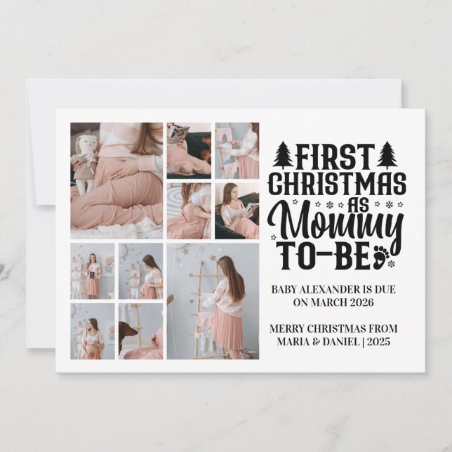 10 Photo Mommy to be Christmas Pregnancy  Holiday Card (Front)