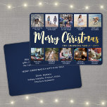 10 Photo Navy Blue Merry Christmas Modern Collage Foil Holiday Card<br><div class="desc">Send stylish joyful greetings and share 10 of your favourite pictures with a custom photo collage navy blue and gold foil holiday card. All text on this template is simple to personalize to include any wording, such as Merry Christmas, Happy Holidays, Seasons Greetings, New Year Cheers etc. (IMAGE PLACEMENT TIP:...</div>