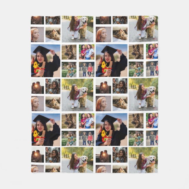 10 photo personalized Fleece Blanket (Front)