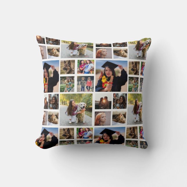 10 photo personalized Fleece Blanket Throw Pillow (Front)