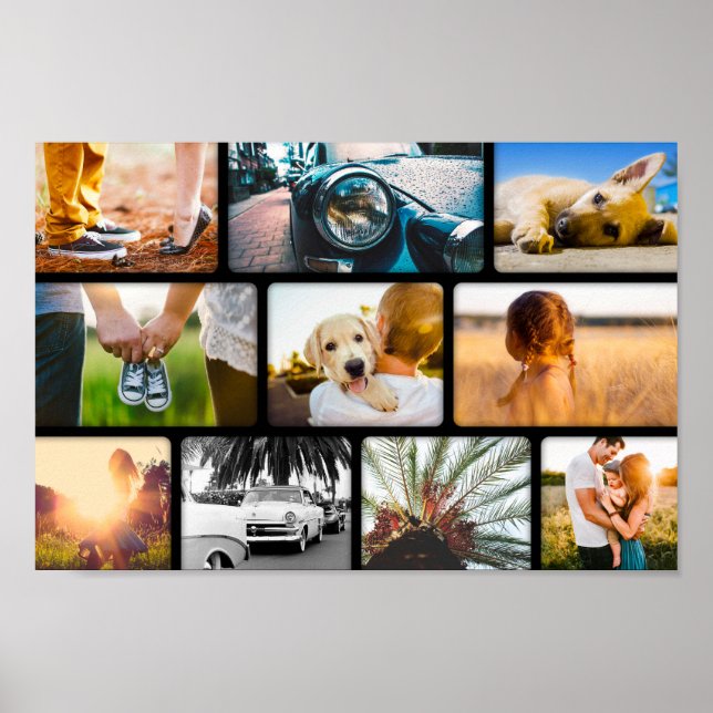 10 Photo Poster Collage Modèle Black Frame (Devant)