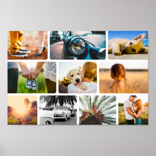 10 Photo Poster Collage Modèle Cadre blanc