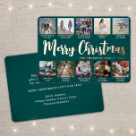 10 Photo Teal Green Merry Christmas Modern Collage Foil Holiday Card<br><div class="desc">Send stylish joyful greetings and share 10 of your favourite pictures with a custom photo collage teal and rose gold foil holiday card. All text on this template is simple to personalize to include any wording, such as Merry Christmas, Happy Holidays, Seasons Greetings, New Year Cheers etc. (IMAGE PLACEMENT TIP:...</div>