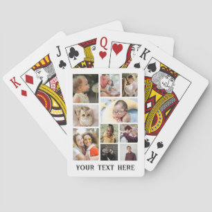 10 Photo Template Collage with Custom Text Playing Cards