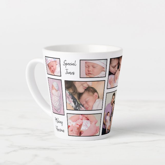 10 Photos Collage Inspiring Quotes Typography Latte Mug (Left Angle)