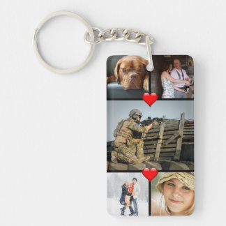 10 Photos Family Collage Hearts Personalized Keychain