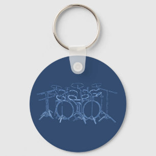 10 Piece Drum Kit: Blueprint Drawing: Keychain
