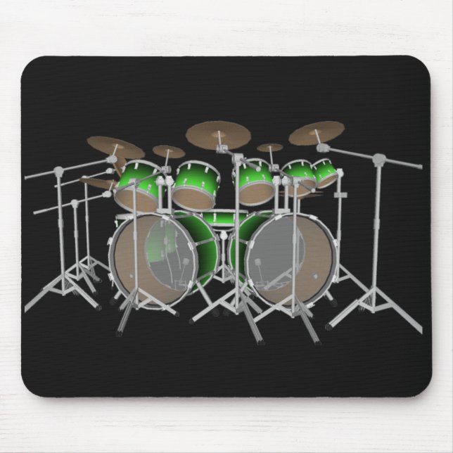 10 Piece Drum Kit: Green Gradient: Drums Mousepad (Front)