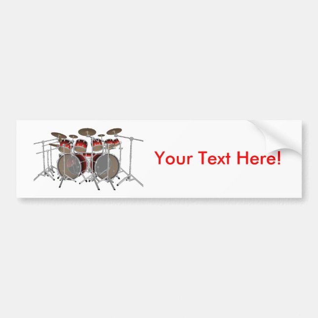 10 Piece Drum Kit: Red: Bumper Sticker (Front)