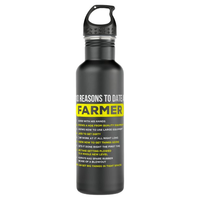 10 Reasons To Date A Farmer Funny Farming Humour M 710 Ml Water Bottle (Front)