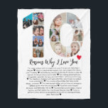 10 Reasons Why I Love You 10th Anniversary Collage Fleece Blanket<br><div class="desc">Celebrate love and create lasting memories with this Reasons Why I Love You Photo Collage. This customizable template allows you to craft a heartfelt and personalized gift that's perfect for various occasions, from wedding anniversaries to birthdays, Valentine's Day, or just because. Reasons Why I Love You - Express your love...</div>
