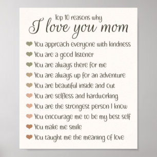 10 Reasons Why I Love You Mom Mother's Day Gift Poster