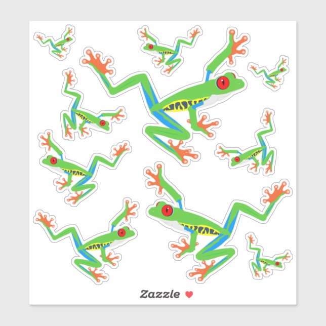 10 Red Eye Tree Frog Decal (Sheet)