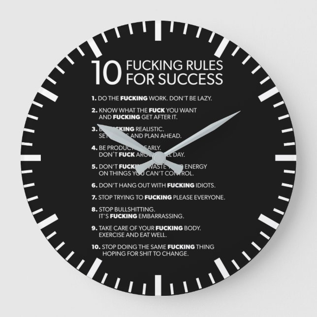 10 Rules For Success - Motivational Large Clock (Front)