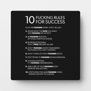 10 Rules For Success - Motivational Plaque