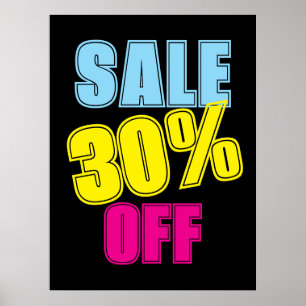 10% Sale Sign, Retail Store Signage, Colourful Sal Poster