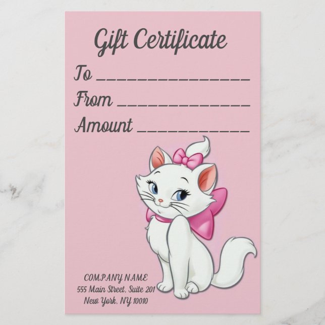 10 sheets Gift Certificate Stationery (Front)