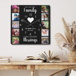 10 Square Photo Collage Family Quote Black White Square Wall Clock<br><div class="desc">Create your own photo collage wall clock with 10 of your favourite instagram square pictures. The photo strip clock helps you treasure your special moments and also makes a thoughtful gift for parents, grandparents and friends. The personalized family clock makes it a perfect gift for all occasions. Personalize with family...</div>