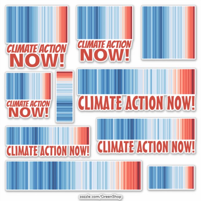 10 Stickers Climate Action Now! Global Warming (Front)