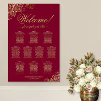 10 Table Burgundy & Gold Welcome Seating Chart