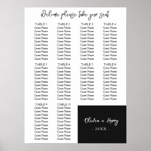10 Table   Elegant Modern Wedding Seating Chart 