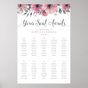 10 Table Floral Wedding Seating Chart