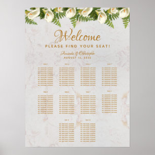 10 Table Wedding Seating Chart Calla Lilies Marble