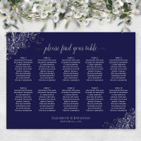 10 Tableau Mariage Argent sur bleu marine