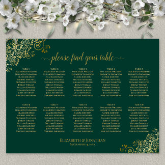 10 Tableau Mariage de siège Emerald Green Gold