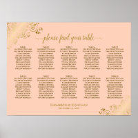10 Tableau Mariage Planche de corail et or