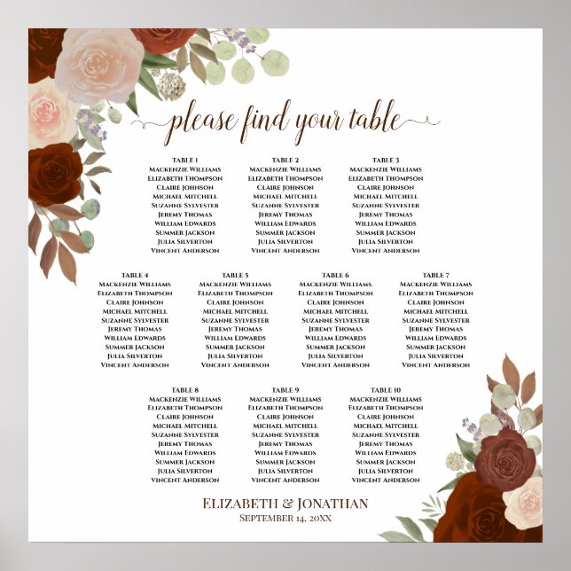 10 Tableau Rouille Orange Rose Mariage Tableau de  (Devant)