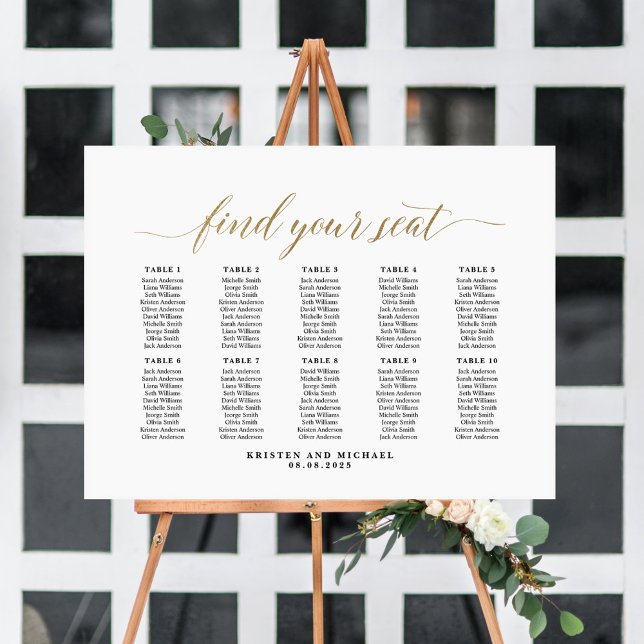 10 Tables Classy Find Your Seat Seating Chart (Creator Uploaded)