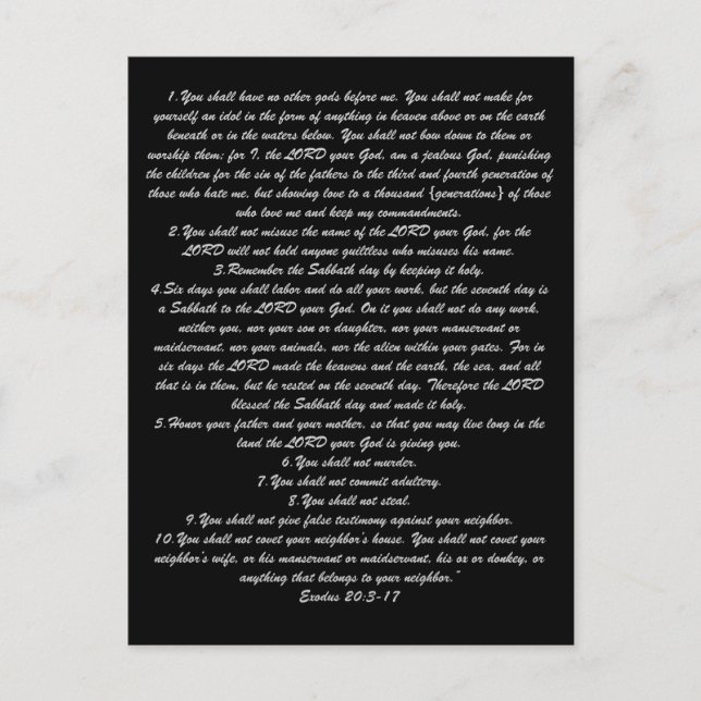 10 TEN COMMANDMENTS POSTCARD (Front)