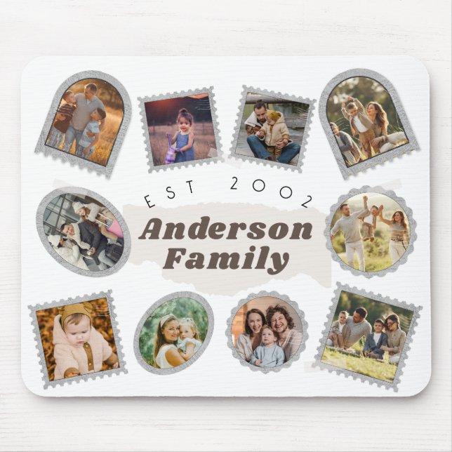 10 Ten Photo Modern Elegant Collage Family Love Mouse Pad (Front)