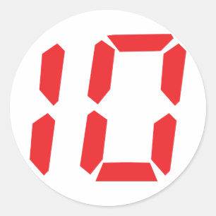 10 ten  red alarm clock digital number classic round sticker