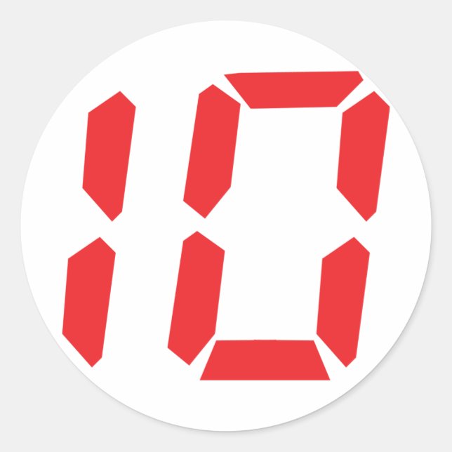 10 ten  red alarm clock digital number classic round sticker (Front)