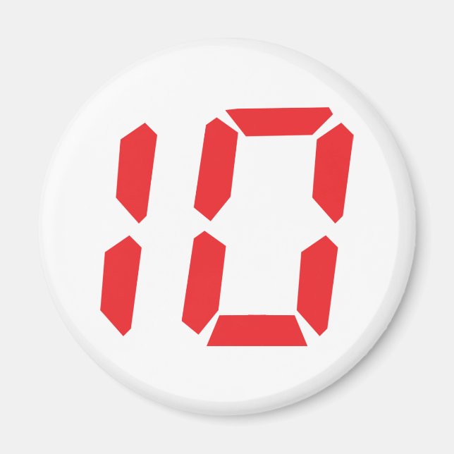 10 ten  red alarm clock digital number magnet (Front)