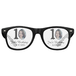 10 th birthday photo bold letter kids name date st retro sunglasses