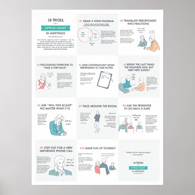 10 Tricks to Appear Smart in Meetings Poster (Front)