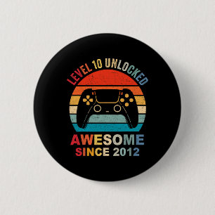 10 Unlocked Awesome 2012 Video Game 10th Birthday  2 Inch Round Button
