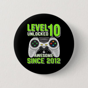 10 Unlocked Awesome 2012 Video Game 10th Birthday  2 Inch Round Button
