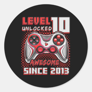 10 Unlocked Awesome 2013 Video Game 10th Birthday  Classic Round Sticker